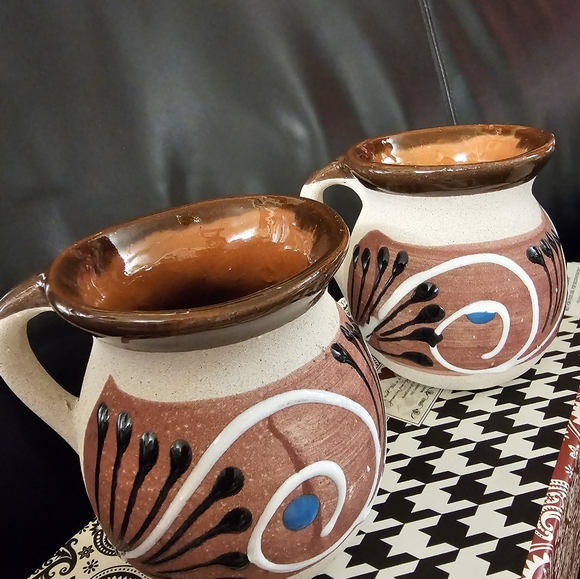 Set of Two Mexican Jarrito Clay cup 14 oz New - Picture 2 of 11
